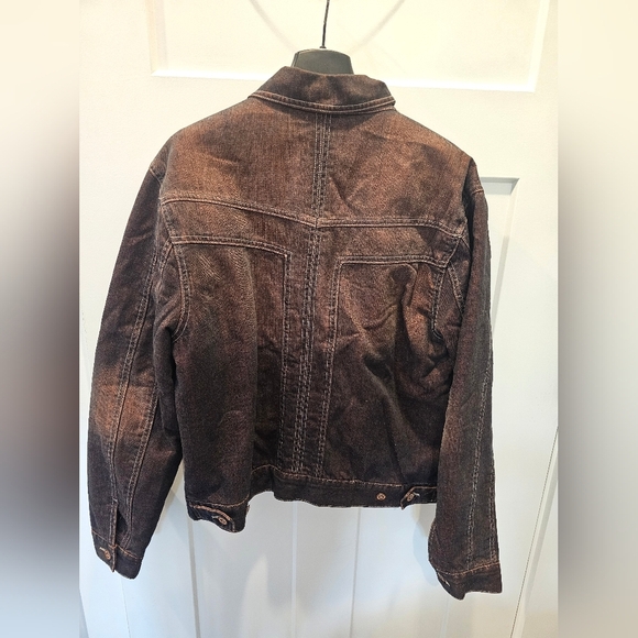 Never Worn! DKNY Bronze Quilted Jean Jacket Front Button With Pockets Medium - Picture 5 of 14